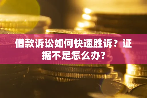 武汉借款诉讼如何快速胜诉？证据不足怎么办？
